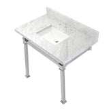 Fauceture KVPB36MSQ1 36-Inch Carrara Marble Console Sink, Marble White/Polished Chrome