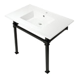 Fauceture KVPB37221Q0 37-Inch Ceramic Console Sink Set, White/Matte Black