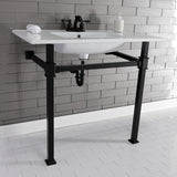 Fauceture KVPB37224Q0 37-Inch Ceramic Console Sink Set, White/Matte Black