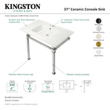 Fauceture KVPB37224Q6 37-Inch Ceramic Console Sink Set, White/Polished Nickel