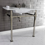 Fauceture KVPB37224Q6 37-Inch Ceramic Console Sink Set, White/Polished Nickel