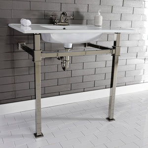 Fauceture KVPB37224Q6 37-Inch Ceramic Console Sink Set, White/Polished Nickel