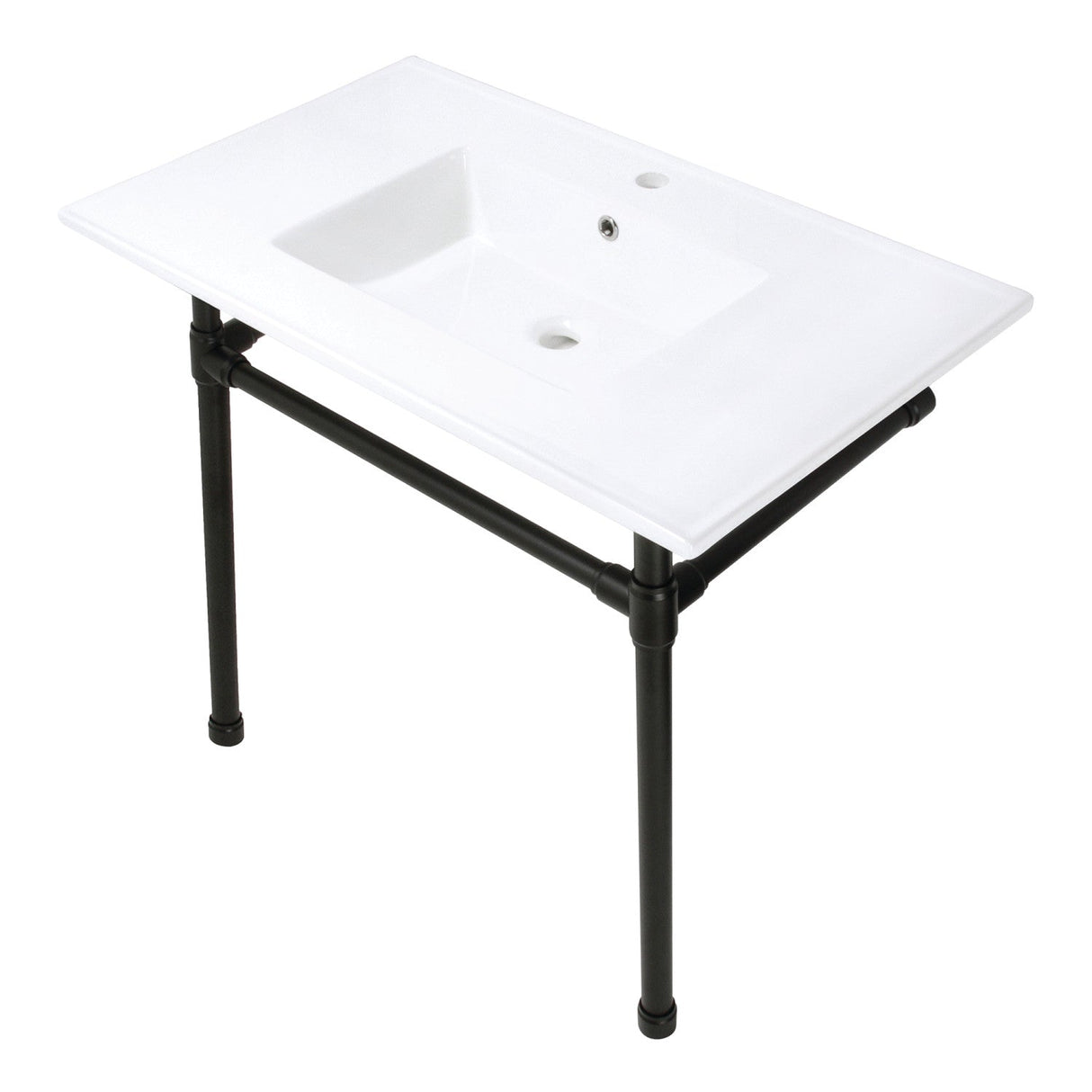 Dreyfuss KVPB3722710 37-Inch Ceramic Console Sink Set, White/Matte Black