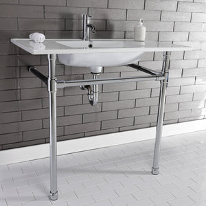 Dreyfuss KVPB3722711 37-Inch Ceramic Console Sink Set, White/Polished Chrome
