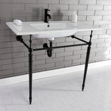 Edwardian KVPB372271MB 37-Inch Ceramic Console Sink Set, White/Matte Black