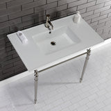 Edwardian KVPB372271PN 37-Inch Ceramic Console Sink Set, White/Polished Nickel