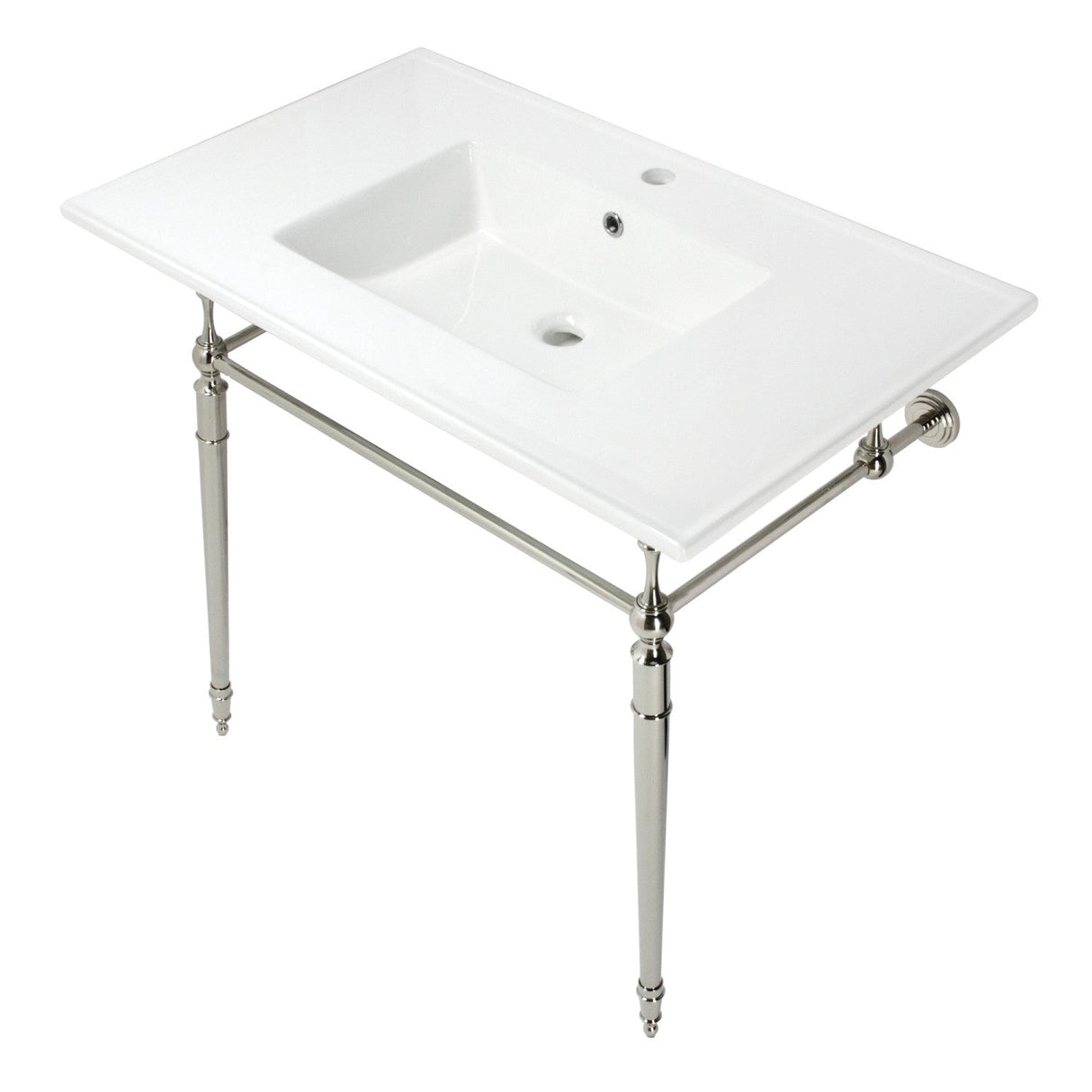 Edwardian KVPB372271PN 37-Inch Ceramic Console Sink Set, White/Polished Nickel