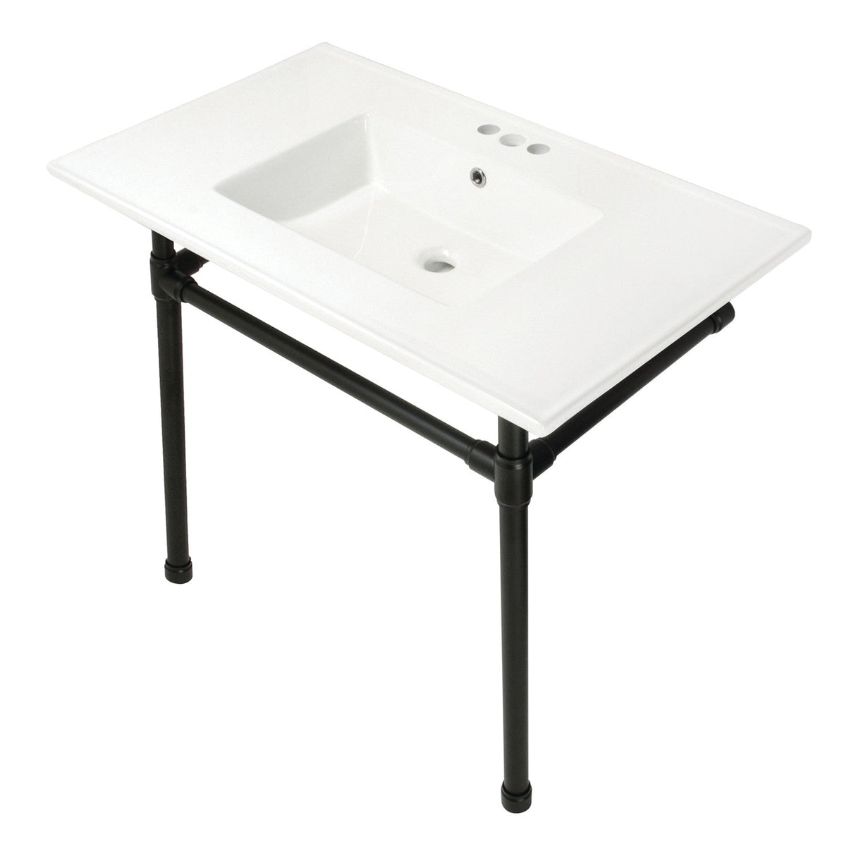 Dreyfuss KVPB37227W40 37-Inch Ceramic Console Sink Set, White/Matte Black