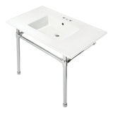 Dreyfuss KVPB37227W41 37-Inch Ceramic Console Sink Set, White/Polished Chrome