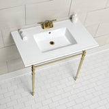 Edwardian KVPB37227W4BB 37-Inch Ceramic Console Sink Set, White/Brushed Brass