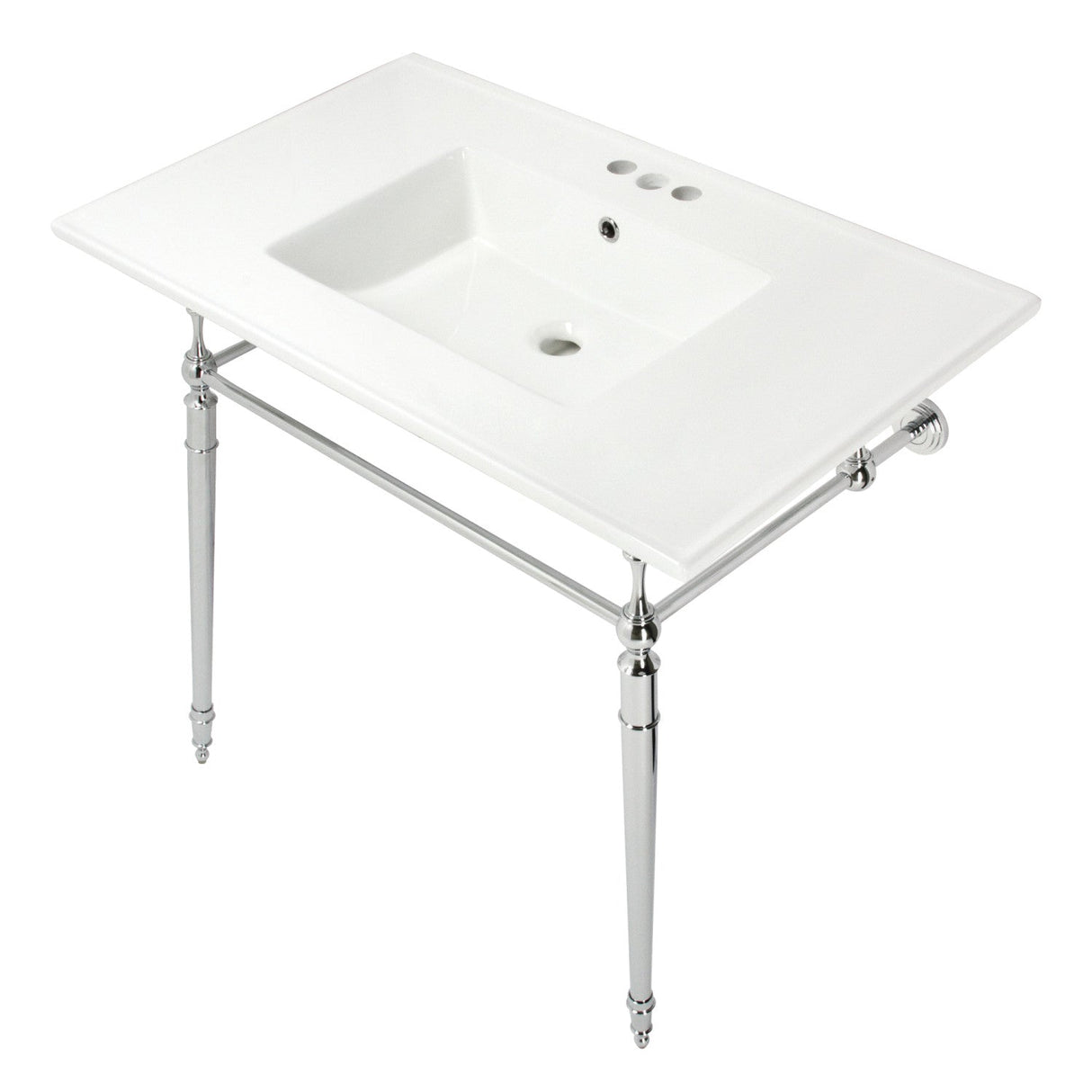 Edwardian KVPB37227W4CP 37-Inch Ceramic Console Sink Set, White/Polished Chrome