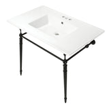 Edwardian KVPB37227W4MB 37-Inch Ceramic Console Sink Set, White/Matte Black