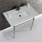 Edwardian KVPB37227W4PN 37-Inch Ceramic Console Sink Set, White/Polished Nickel