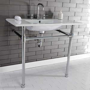 Dreyfuss KVPB37227W81 37-Inch Ceramic Console Sink Set, White/Polished Chrome