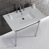 Dreyfuss KVPB37227W81 37-Inch Ceramic Console Sink Set, White/Polished Chrome