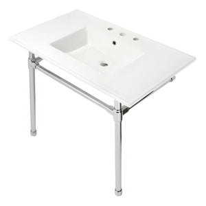 Dreyfuss KVPB37227W81 37-Inch Ceramic Console Sink Set, White/Polished Chrome