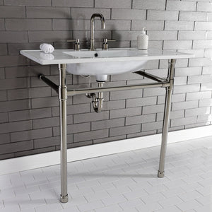 Dreyfuss KVPB37227W86 37-Inch Ceramic Console Sink Set, White/Polished Nickel
