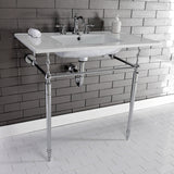 Edwardian KVPB37227W8CP 37-Inch Ceramic Console Sink Set, White/Polished Chrome