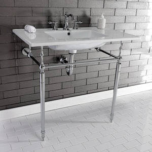 Edwardian KVPB37227W8CP 37-Inch Ceramic Console Sink Set, White/Polished Chrome