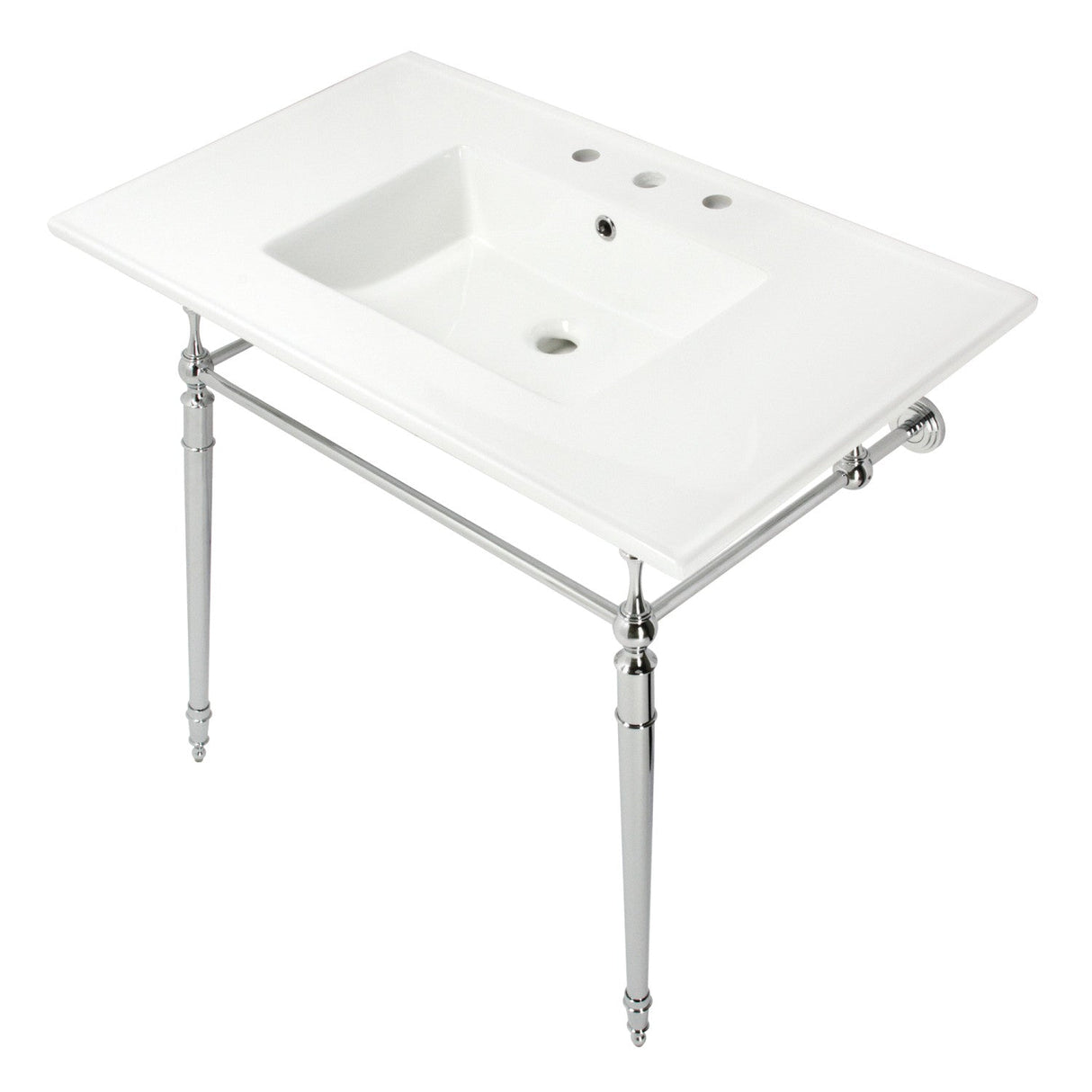Edwardian KVPB37227W8CP 37-Inch Ceramic Console Sink Set, White/Polished Chrome
