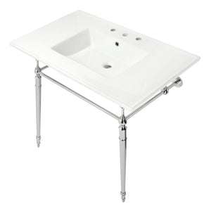Edwardian KVPB37227W8CP 37-Inch Ceramic Console Sink Set, White/Polished Chrome