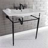 Edwardian KVPB37227W8MB 37-Inch Ceramic Console Sink Set, White/Matte Black