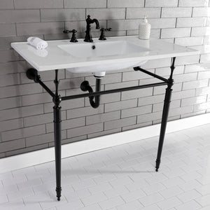 Edwardian KVPB37227W8MB 37-Inch Ceramic Console Sink Set, White/Matte Black