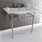 Edwardian KVPB37227W8PN 37-Inch Ceramic Console Sink Set, White/Polished Nickel