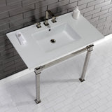 Fauceture KVPB37228Q6 37-Inch Ceramic Console Sink Set, White/Polished Nickel