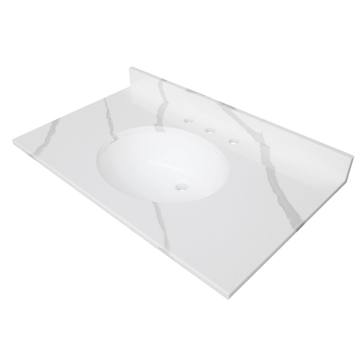Norbiton KVPB3722L38 37-Inch Solid Surface Vanity Top, Calacatta Marble Glossy White