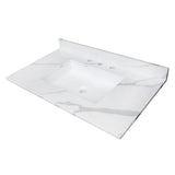 Montesquieu KVPB3722L38SQ 37-Inch Solid Surface Vanity Top, Calacatta Marble White/Glossy