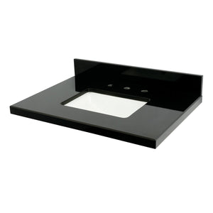 Templeton KVPK3022K38SQ 30-Inch Black Granite Vanity Top, Black/White