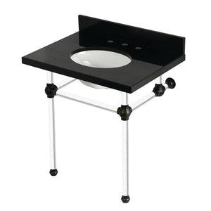 Templeton KVPK3030KA5 30-Inch Black Granite Console Sink with Acrylic Legs, Black Granite/Oil Rubbed Bronze