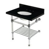 Templeton KVPK3030KAB1 30-Inch Console Sink with Acrylic Legs (8-Inch, 3 Hole), Black Granite/Polished Chrome