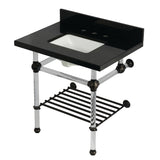 Templeton KVPK3030KASQB5 30-Inch Console Sink with Acrylic Legs (8-Inch, 3 Hole), Black Granite/Oil Rubbed Bronze