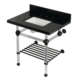 Templeton KVPK3030KASQB5 30-Inch Console Sink with Acrylic Legs (8-Inch, 3 Hole), Black Granite/Oil Rubbed Bronze