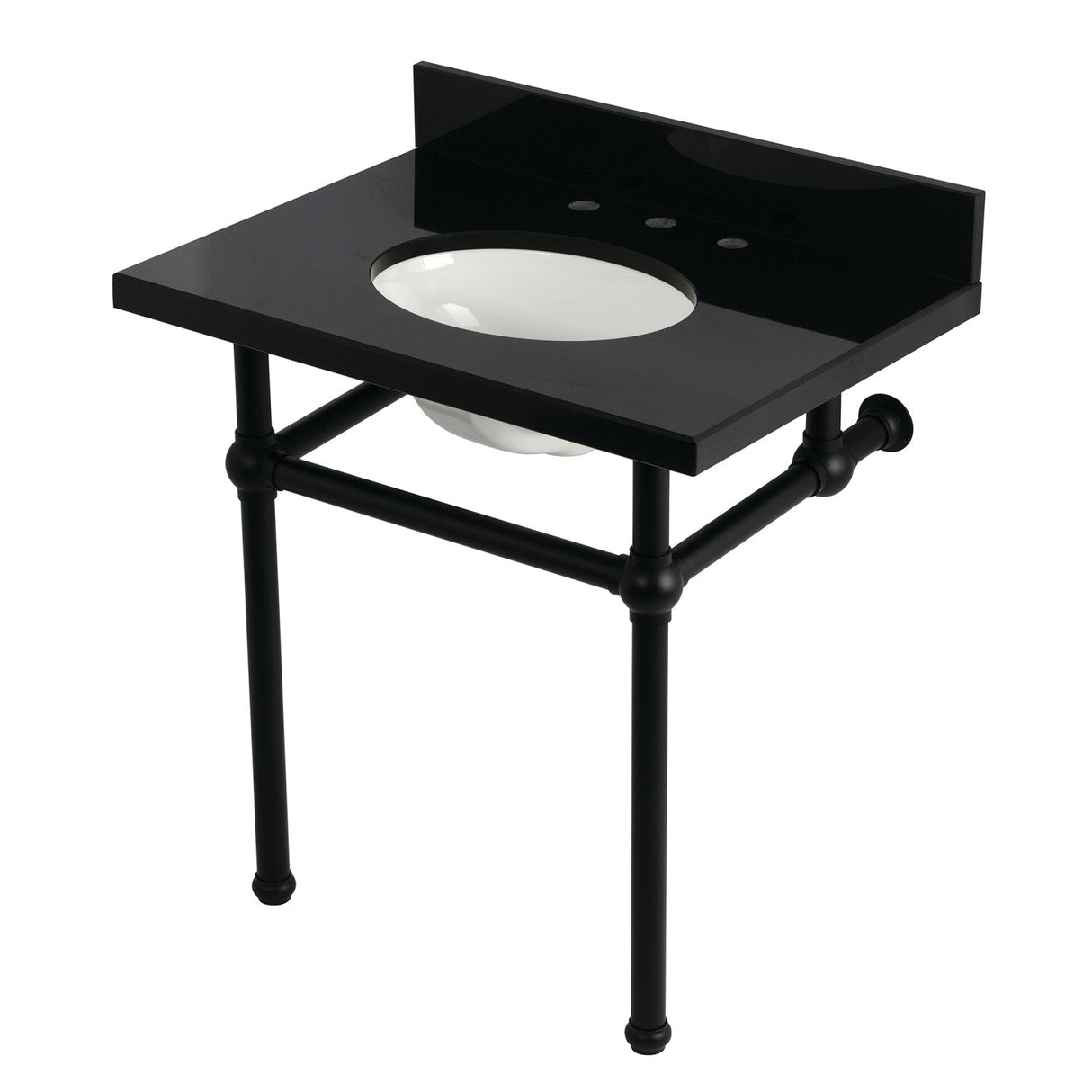 Templeton KVPK3030KB0 30-Inch Black Granite Console Sink with Brass Legs, Black Granite/Matte Black