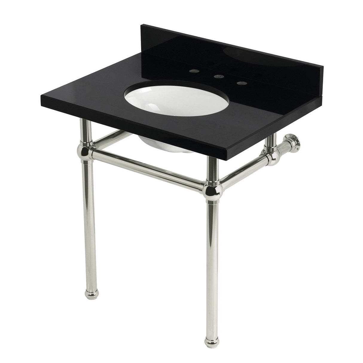 Templeton KVPK3030KB6 30-Inch Black Granite Console Sink with Brass Legs, Black Granite/Polished Nickel