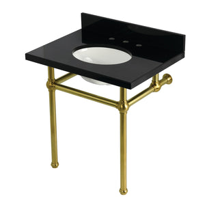 Templeton KVPK3030KB7 30-Inch Black Granite Console Sink with Brass Legs, Black Granite/Brushed Brass