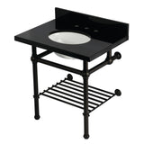 Templeton KVPK3030KBB5 30-Inch Console Sink with Brass Legs (8-Inch, 3 Hole), Black Granite/Oil Rubbed Bronze