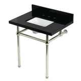 Templeton KVPK3030KBSQ6 30-Inch Black Granite Console Sink with Brass Legs, Black Granite/Polished Nickel