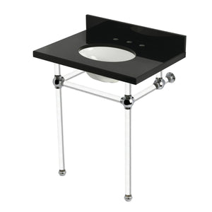 Templeton KVPK30KA1 30-Inch Black Granite Console Sink with Acrylic Legs, Black Granite/Polished Chrome