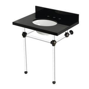 Templeton KVPK30KA5 30-Inch Black Granite Console Sink with Acrylic Legs, Black Granite/Oil Rubbed Bronze