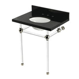 Templeton KVPK30KA6 30-Inch Black Granite Console Sink with Acrylic Legs, Black Granite/Polished Nickel