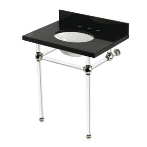 Templeton KVPK30KA6 30-Inch Black Granite Console Sink with Acrylic Legs, Black Granite/Polished Nickel