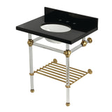 Templeton KVPK30KAB7 30-Inch Console Sink with Acrylic Legs (8-Inch, 3 Hole), Black Granite/Brushed Brass