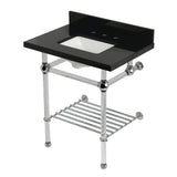 Templeton KVPK30KASQB1 30-Inch Console Sink with Acrylic Legs (8-Inch, 3 Hole), Black Granite/Polished Chrome
