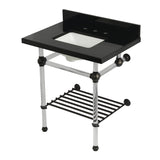 Templeton KVPK30KASQB5 30-Inch Console Sink with Acrylic Legs (8-Inch, 3 Hole), Black Granite/Oil Rubbed Bronze