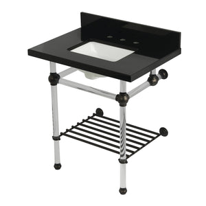 Templeton KVPK30KASQB5 30-Inch Console Sink with Acrylic Legs (8-Inch, 3 Hole), Black Granite/Oil Rubbed Bronze