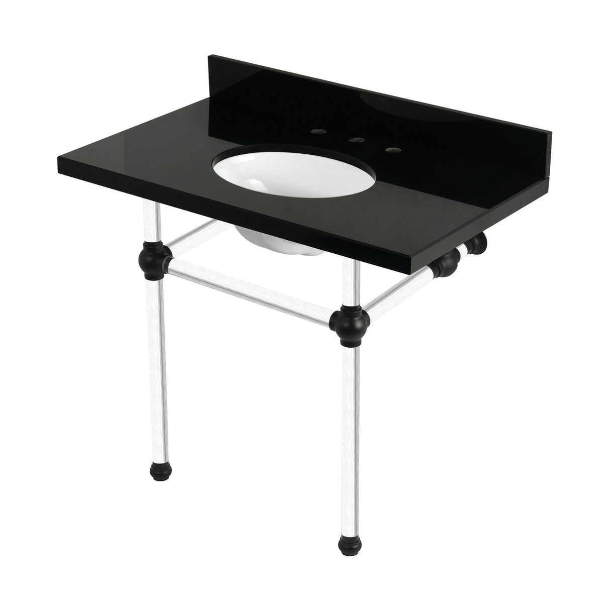 Templeton KVPK3630KA0 36-Inch Black Granite Console Sink with Acrylic Legs, Black Granite/Matte Black